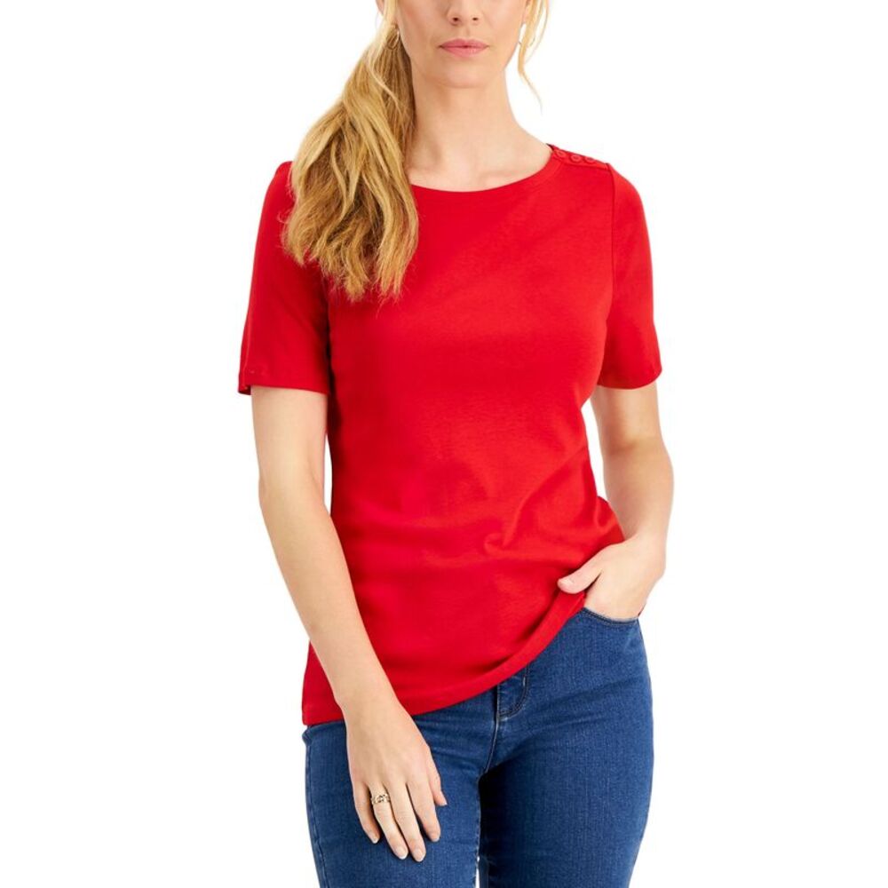 Charter Club Cotton Boat-Neck Top